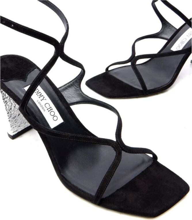 Jimmy Choo Verpletterd Zwart Zilver Suède Sneakers