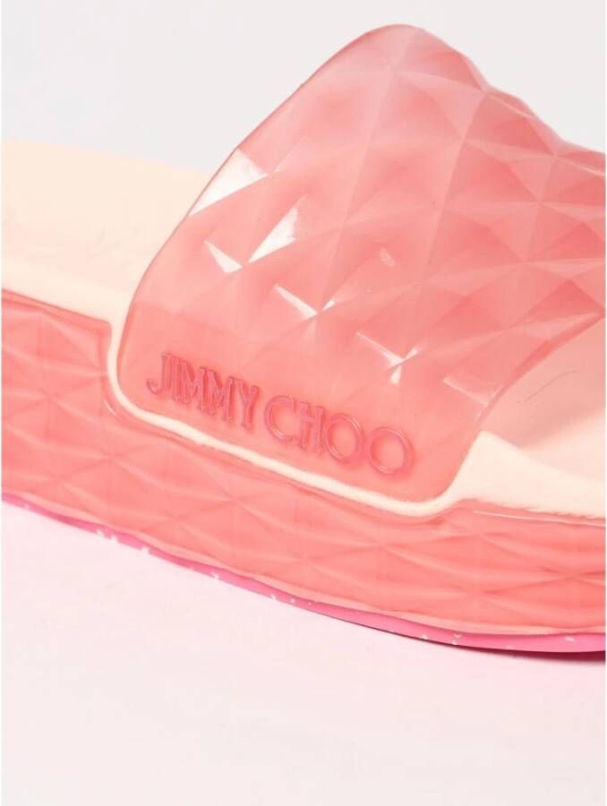 Jimmy Choo Witte Diamant Slide Sandalen