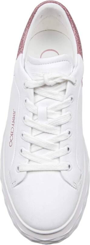 Jimmy Choo Witte Leren Glitter Sneakers White Dames