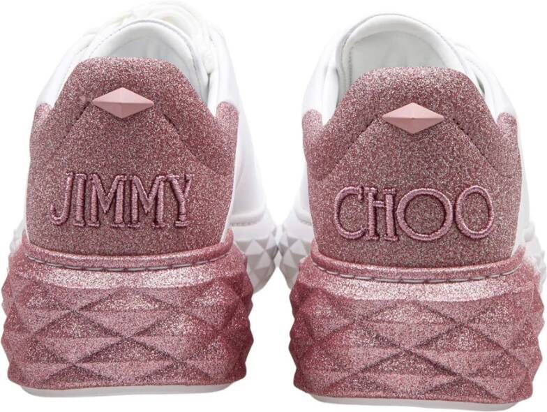 Jimmy Choo Witte Leren Glitter Sneakers White Dames