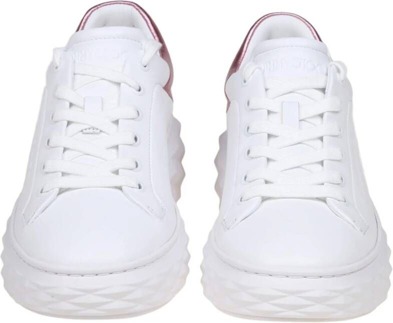Jimmy Choo Witte Leren Sneakers Ronde Neus White Dames
