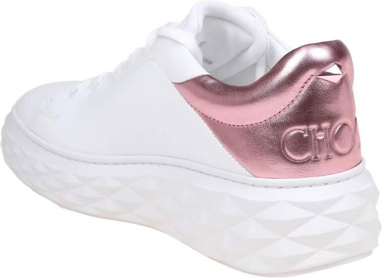 Jimmy Choo Witte Leren Sneakers Ronde Neus White Dames