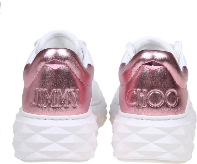 Jimmy Choo Witte Leren Sneakers Ronde Neus White Dames