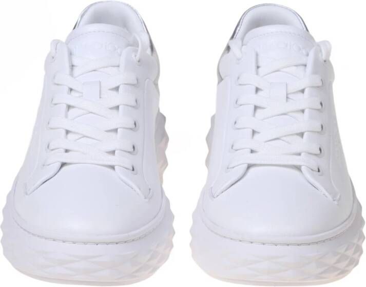 Jimmy Choo Witte Zilveren Leren Sneakers White Dames