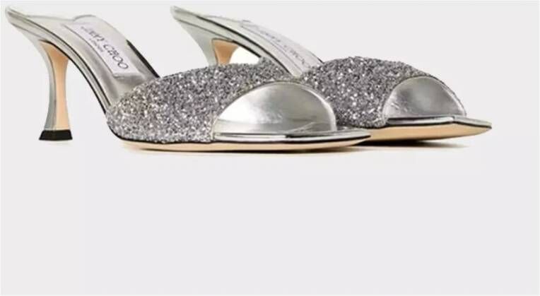 Jimmy Choo Zilver Metallic Hoge Hak Sandalen Gray Dames
