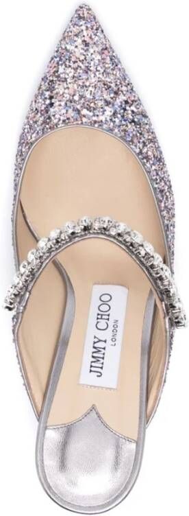 Jimmy Choo Zilveren Glitter Puntige Neus Platte Schoenen Gray Dames