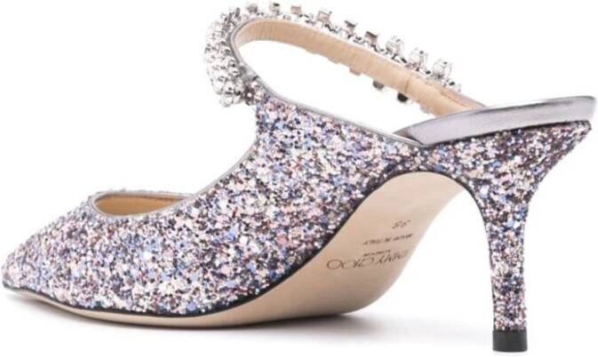 Jimmy Choo Zilveren Glitter Puntige Neus Platte Schoenen Gray Dames