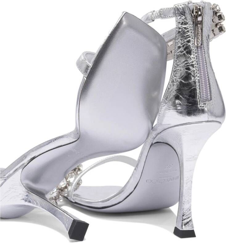 Jimmy Choo Zilveren Leren Sandalen Verhogen Stijl