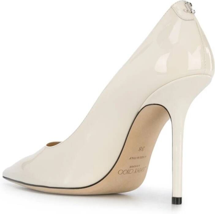 Jimmy Choo Zwart Lakleren Instapper Hoge Hak White Dames