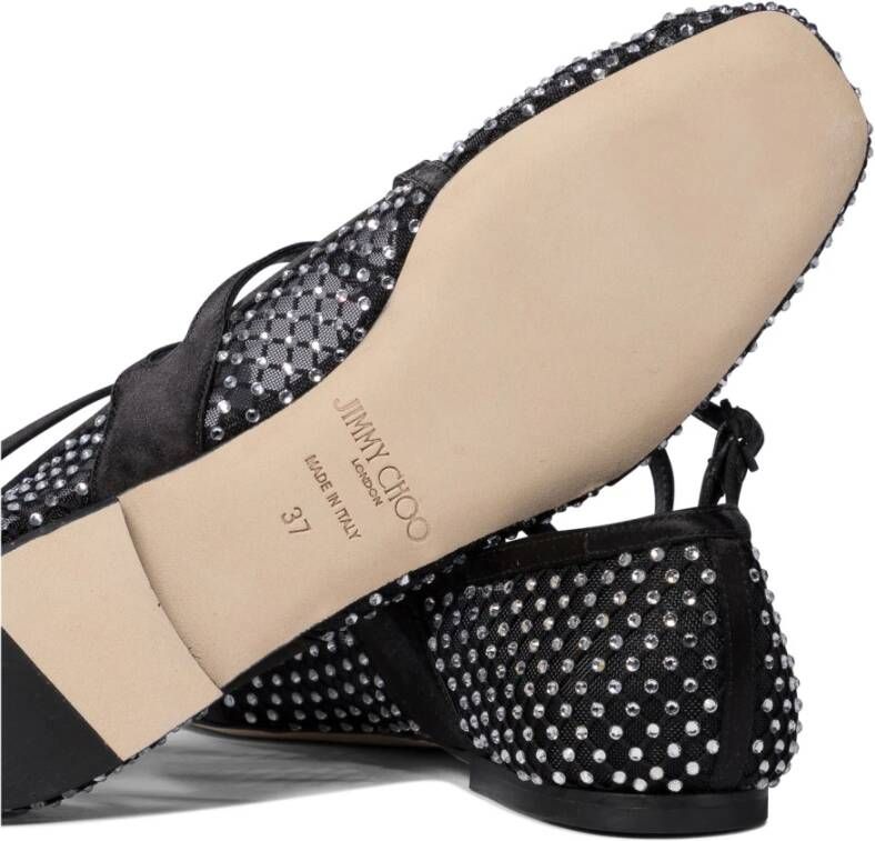 Jimmy Choo Zwarte Ballerina's Elegant Lederen Mix
