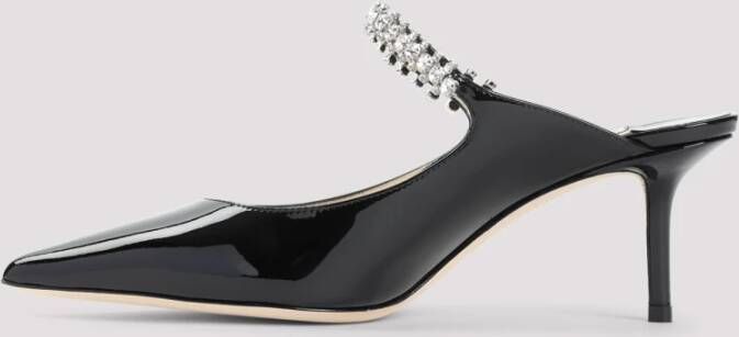 Jimmy Choo Zwarte Lakleren Kristallen Pantoffels Black Dames