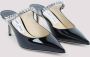 Jimmy Choo Zwarte Lakleren Kristallen Pantoffels Black Dames - Thumbnail 5