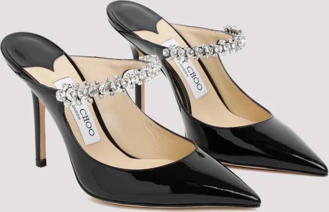 Jimmy Choo Zwarte Lakleren Sandalen met Kristallen Bandjes