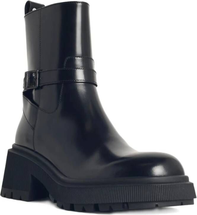 Jimmy Choo Zwarte Leren Gesp Laarzen
