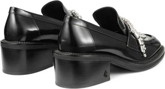 Jimmy Choo Zwarte leren kristal loafer schoenen