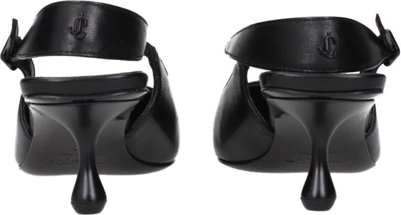Jimmy Choo Zwarte leren platte sandalen met achterlogo