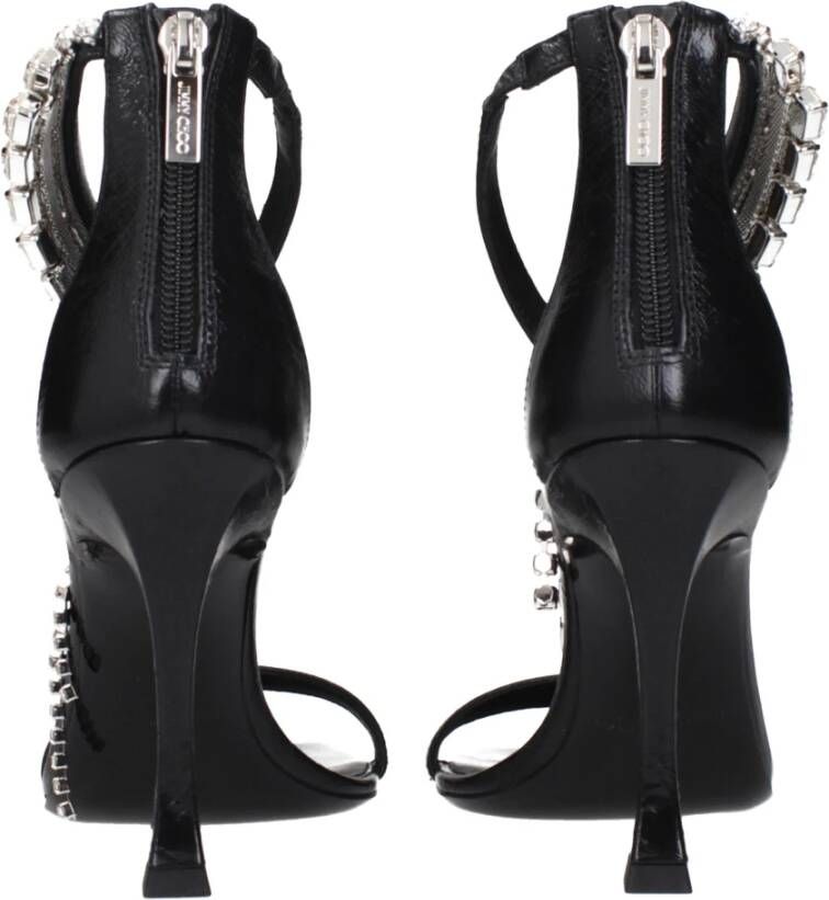 Jimmy Choo Zwarte leren stilettohak sandalen