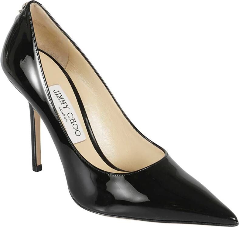 Jimmy Choo Zwarte Pumps van Lakleer met Puntige Neus Black Dames