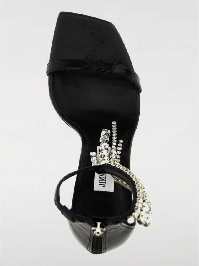 Jimmy Choo Zwarte Sandalen met Kristalversiering en Hak
