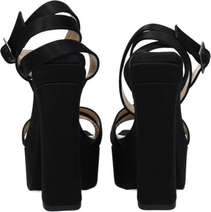 Jimmy Choo Zwarte Satijnen Hoge Hak Sandalen