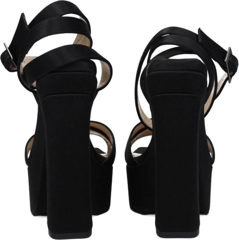 Jimmy Choo Zwarte Satijnen Plateau Sandalen