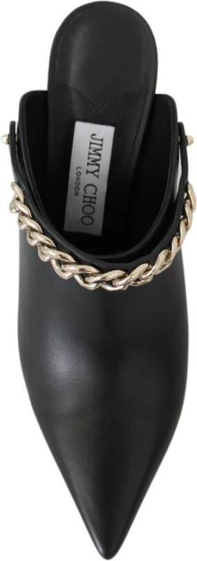 Jimmy Choo Zwarte Gouden Leren Pumps met Puntige Neus Zwart Dames