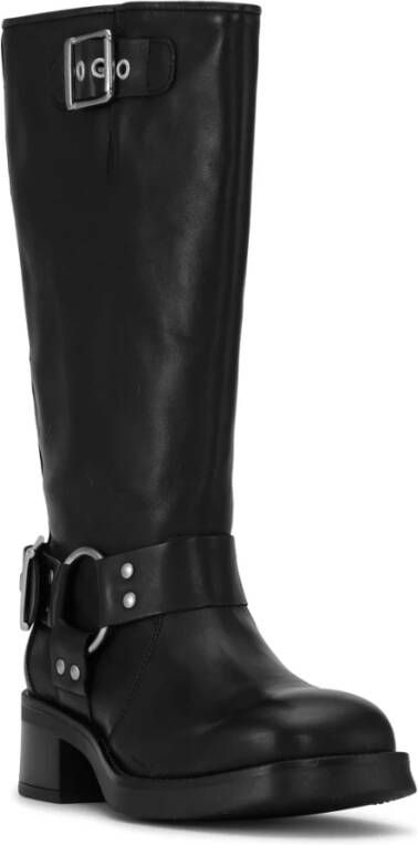 JoDis Zwarte Biker Boots met Harnasdetails Black Dames