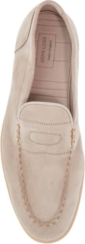 John Lobb Sand Suède Veterschoenen met Flexibele Zool Beige Heren