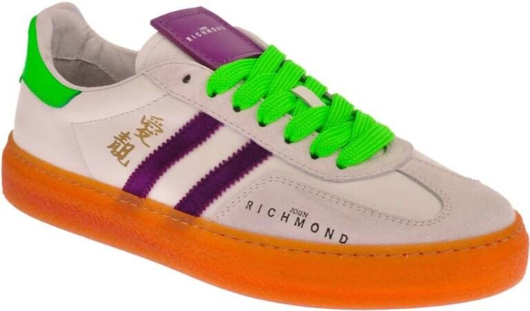 John Richmond Leren sneakers met logo en zijbanden Multicolor Heren