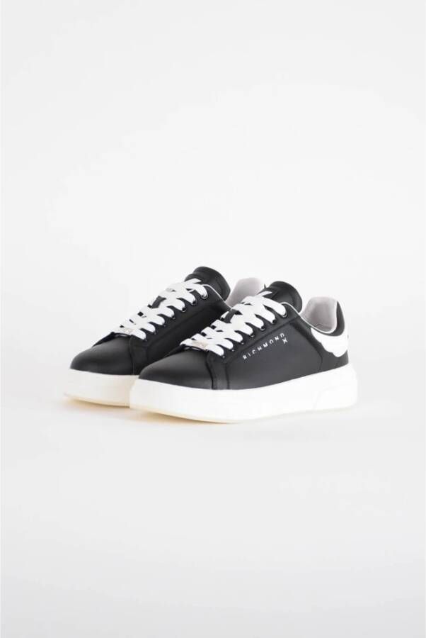 John Richmond Leren sneakers met vetersluiting Zwart Dames