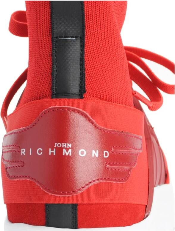 John Richmond Leren sneakers met veters Rood Heren