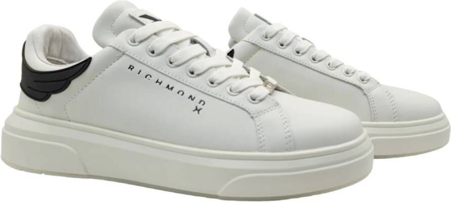 John Richmond Witte Leren Sneakers met Rubberen Achterkant Wit Heren