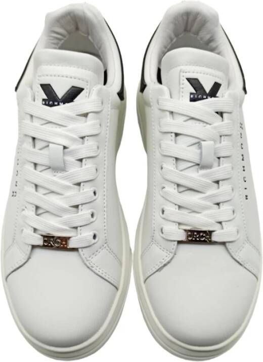 John Richmond Witte Leren Sneakers met Rubberen Achterkant Wit Heren