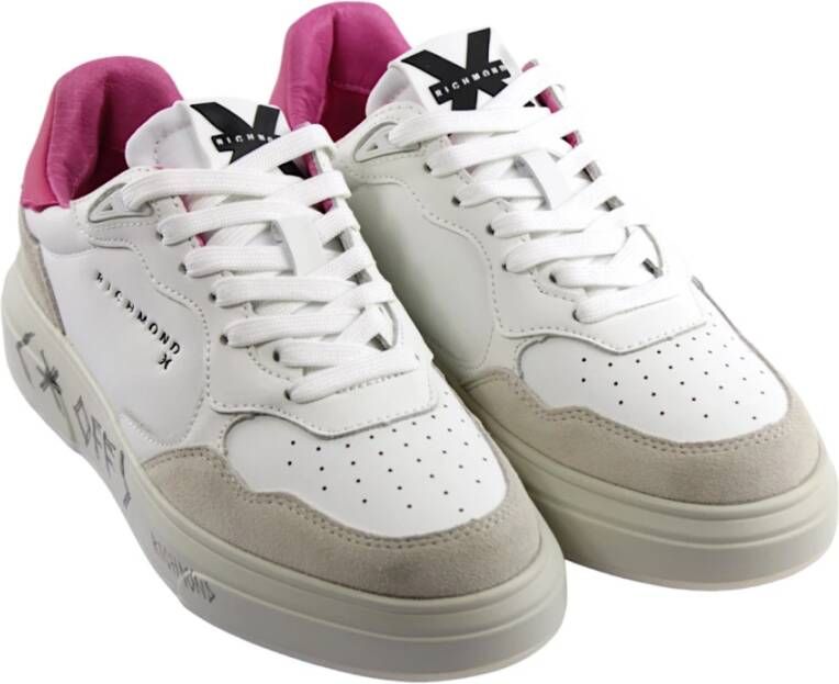 John Richmond Wit Roze Leren Sneakers White Dames