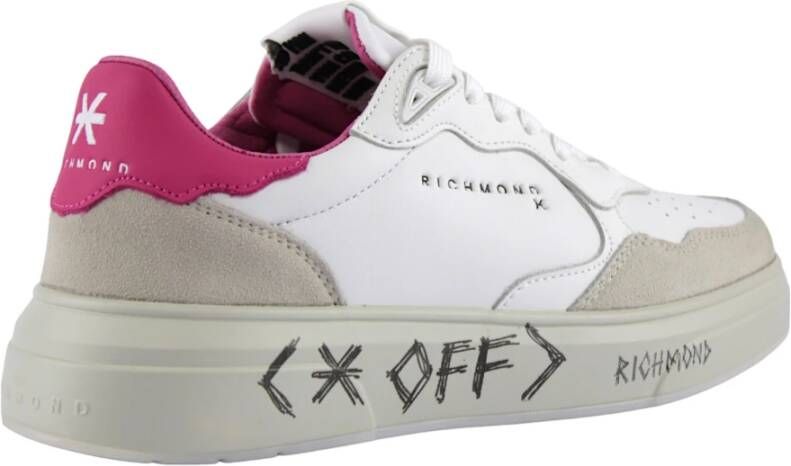 John Richmond Wit Roze Leren Sneakers White Dames