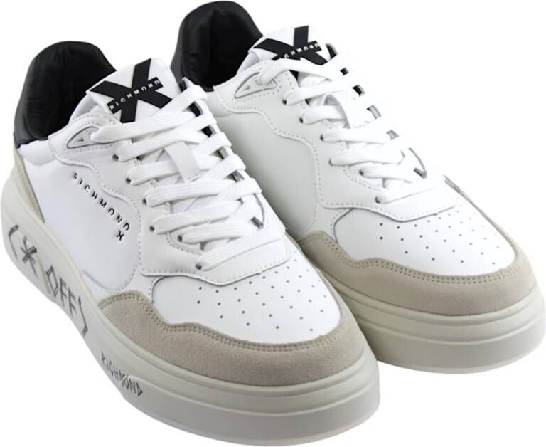 John Richmond Wit Zwart Kalfsleren Sneakers White Heren