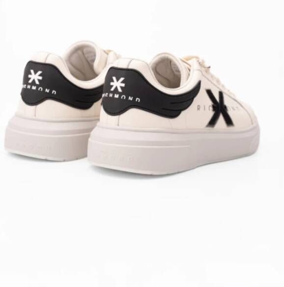 John Richmond Witte leren sneakers met zwarte details