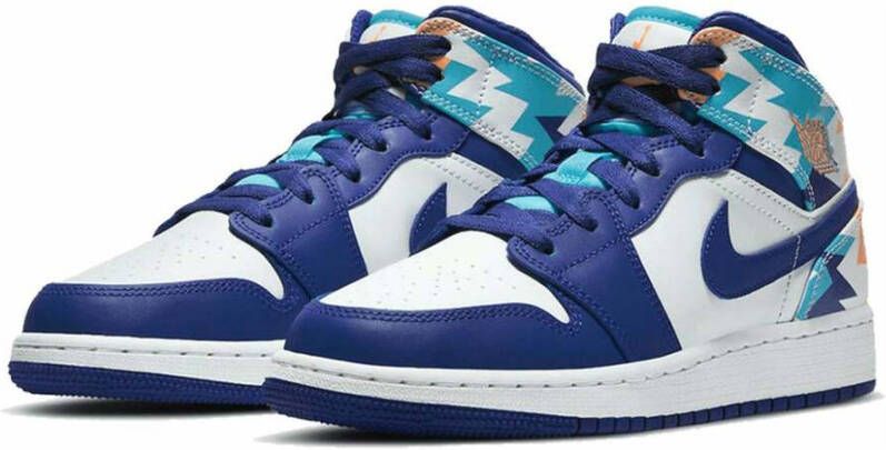 Jordan Geometrische Mid Sneakers Gratis Verzending Blauw Dames