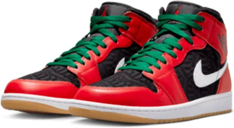 Jordan Air 1 Mid Heren Black White Fire Red Heren