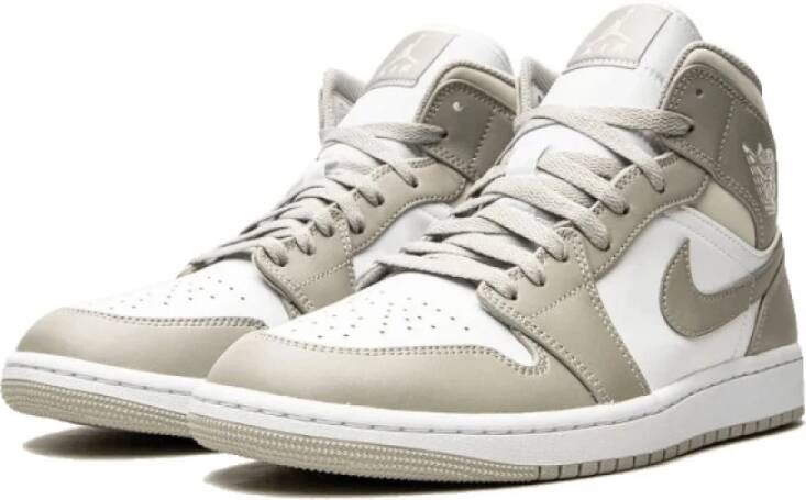 Jordan Linnen Mid Sneakers Beige Heren