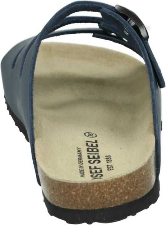 Josef Seibel Blauwe leren slipper met 3 banden