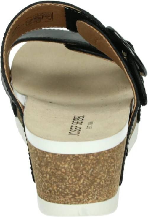 Josef Seibel Sportieve Zwarte Leren Slippers