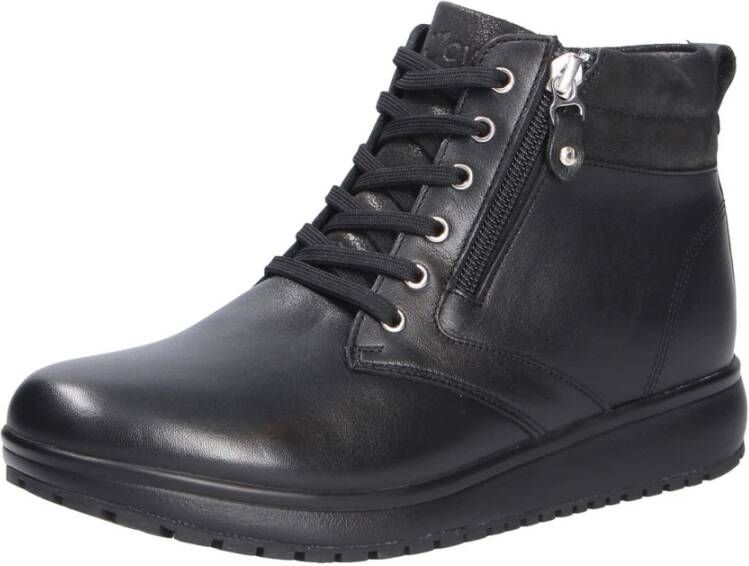 Joya Dames Leren Enkellaarzen Black Dames