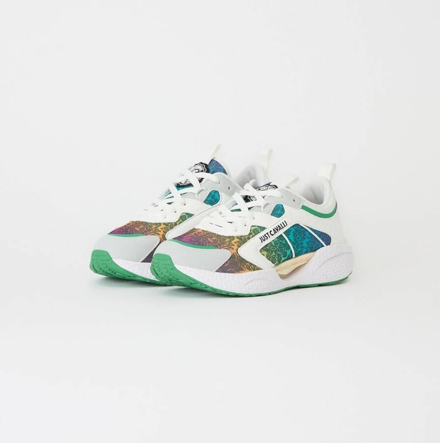 Just Cavalli Fantasie Sneakers Groen Geel Zwart Roze Oranje Multicolor Dames