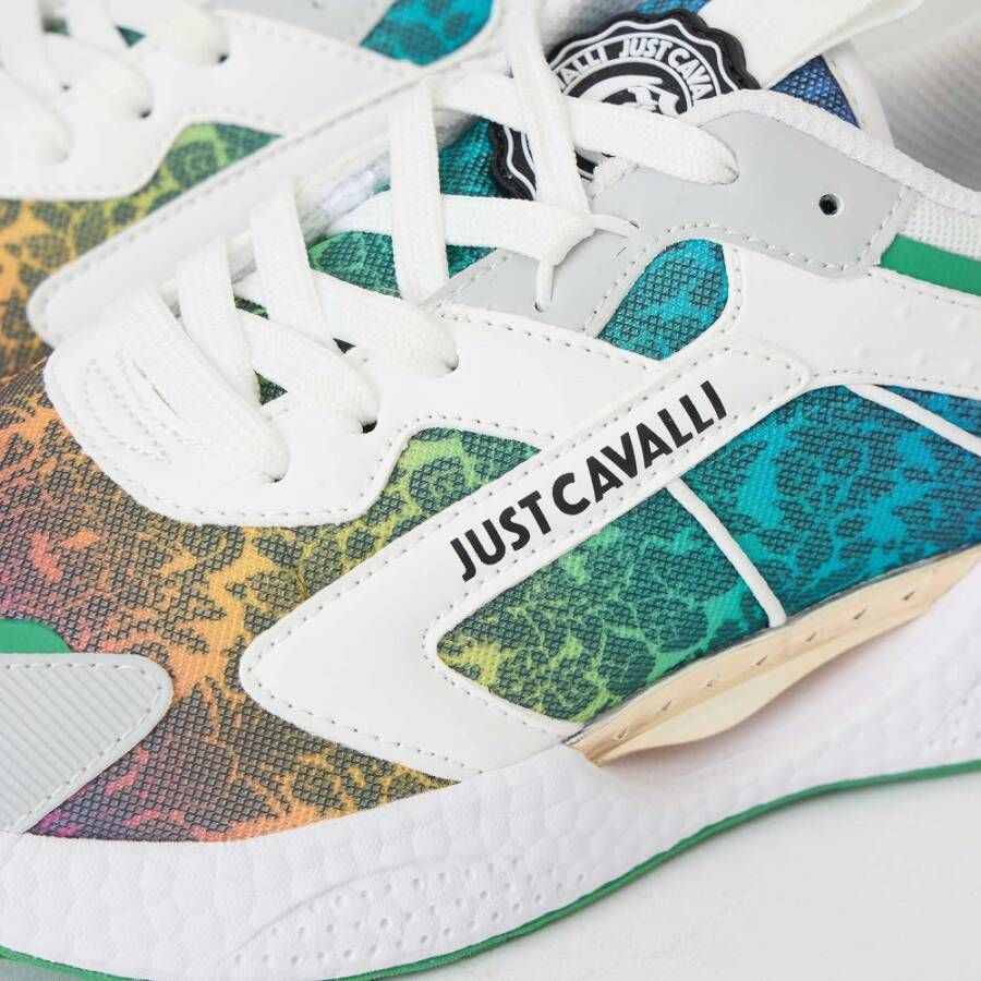 Just Cavalli Fantasie Sneakers Groen Geel Zwart Roze Oranje Multicolor Dames