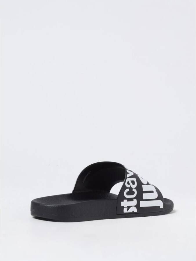 Just Cavalli Logo Print Zwarte Sandalen
