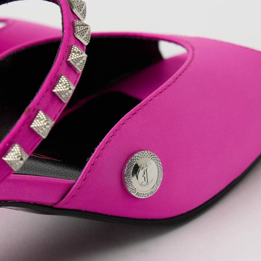 Just Cavalli Satijnen Sandaal met Metalen Details Pink Dames