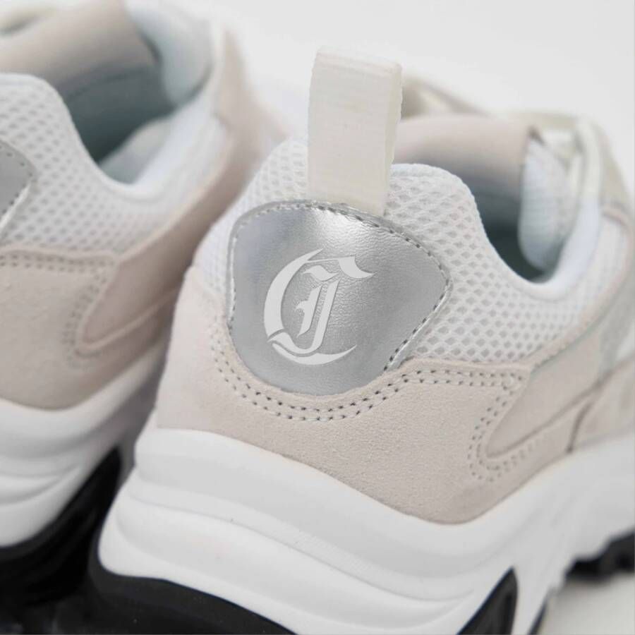Just Cavalli Sneakers met Suède Details Wit Zwart
