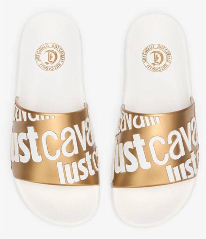Just Cavalli Wit Goud Zwembadsandalen Vrouwen
