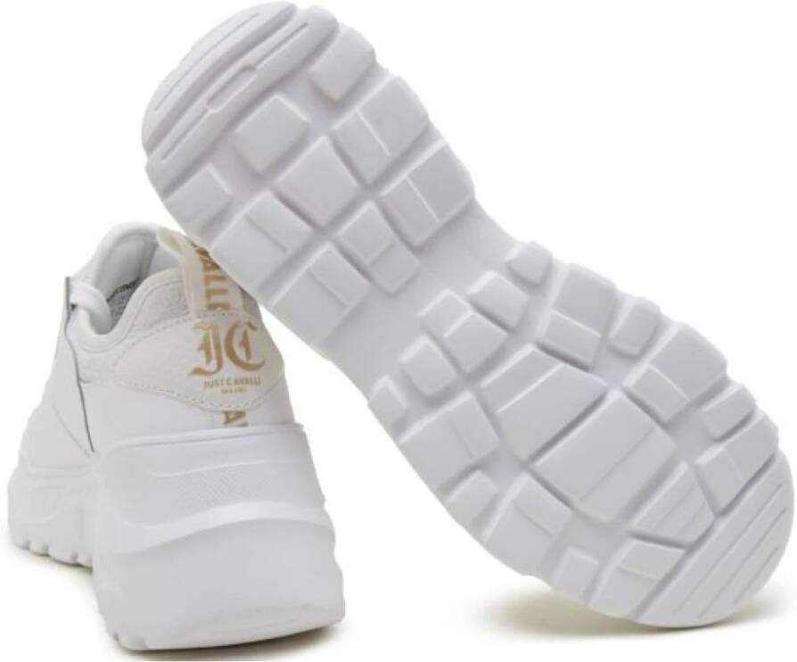 Just Cavalli Witte Damessneakers met Gouden Logo White Dames